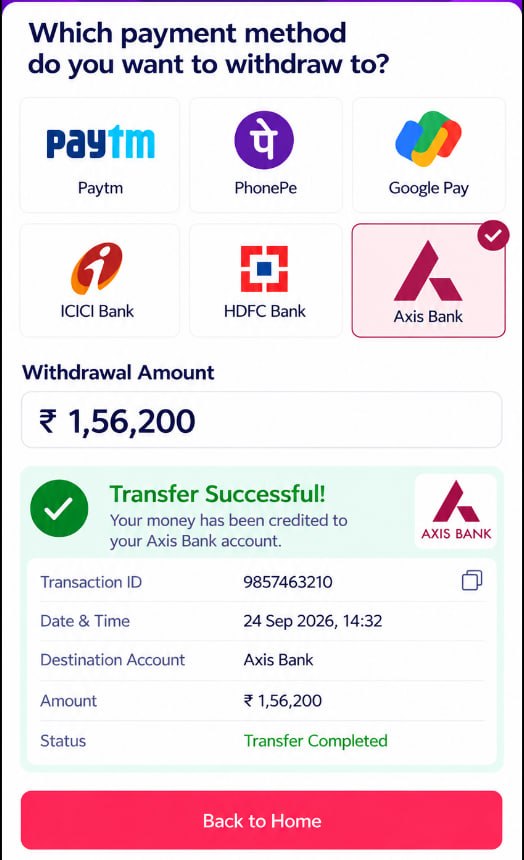 Axis Bank Transfer Successful